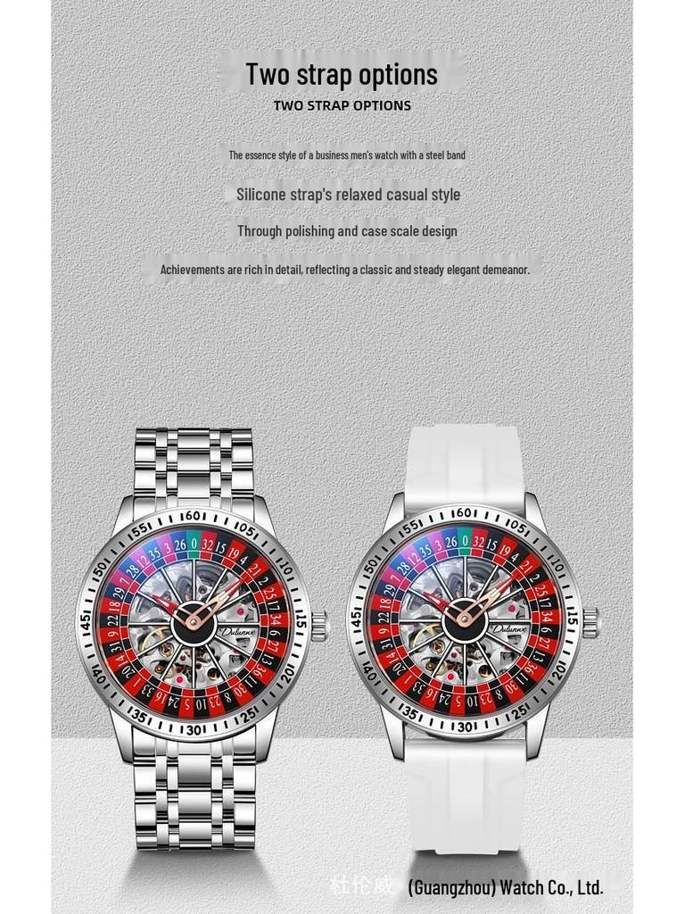 Beliebte Durenway Herren Automatikuhr mit Roulette-Drehteller – Wasserdicht, Leuchtend, Modisch.