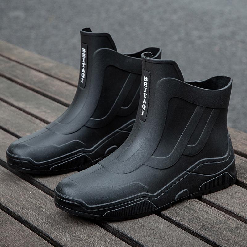 

Fashion waterproof shoes rain shoes women s new couple outdoor non-slip rain boots student short water boots rubber shoes 35 чёрный