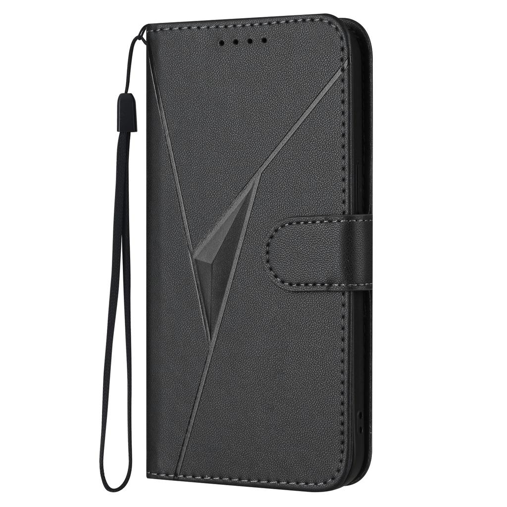 For Motorola Moto G Stylus 5G (2024) Case Triangle Imprint Leather Phone Cover with Lanyard