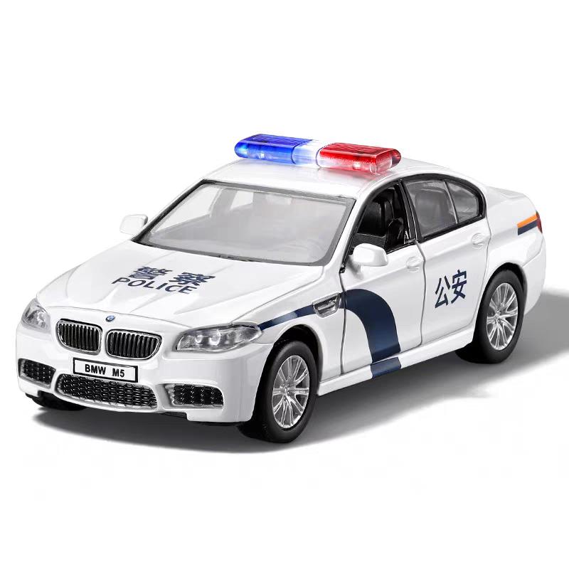 Chinese Police Car Series BMW M5 Ford Mustang VW T-ROC Jeep Wrangler Diecasts & Toy Vehicles 1:36 Alloy Model Pull Back Cars