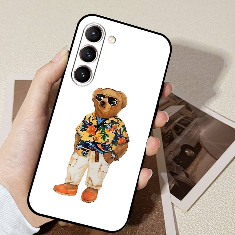 D-CartoonS Bear R-PoloS Phone Case Black Ultra-thin Shockproof Case For Samsung S24/S25/S22/S30/Note20/Lite/Ultra/5G/Plus/FE