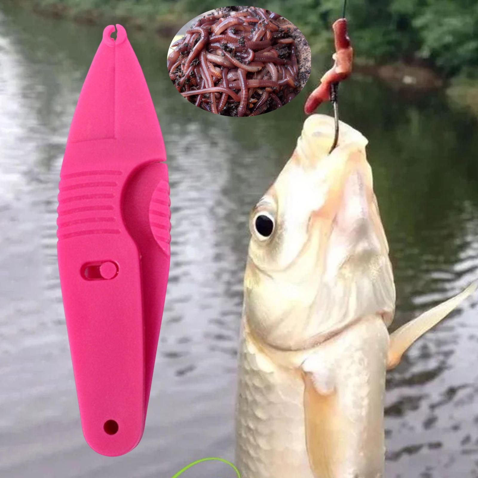 

Comfortable Earthworm Clip Hook Fishing Equipment Fast Baiting Device Easy to Use Fishing Gear розовый