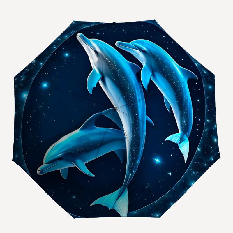 

1pc Dolphin Galaxy Automatic Open/Close Umbrella Compact Folding Umbrella, All-Season Portable Umbrella for Women/Men047