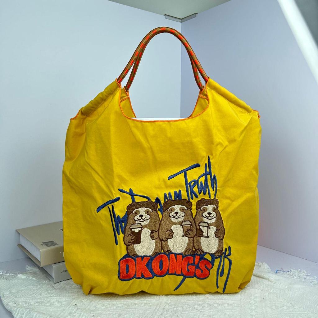 Ekologická ručně vyráběná nylonová taška tote v japonském stylu s vyšívaným květinovým vzorem