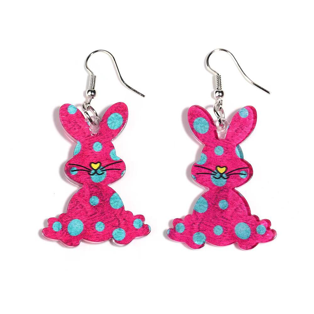 Easter Acrylic Rabbit & Carrot Dangle Earrings for Women - Cute Cartoon Design