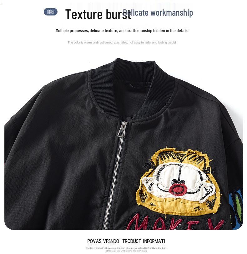 Men's Embroidered Baseball Jacket - Slim Fit, Casual Streetwear for Spring and Autumn