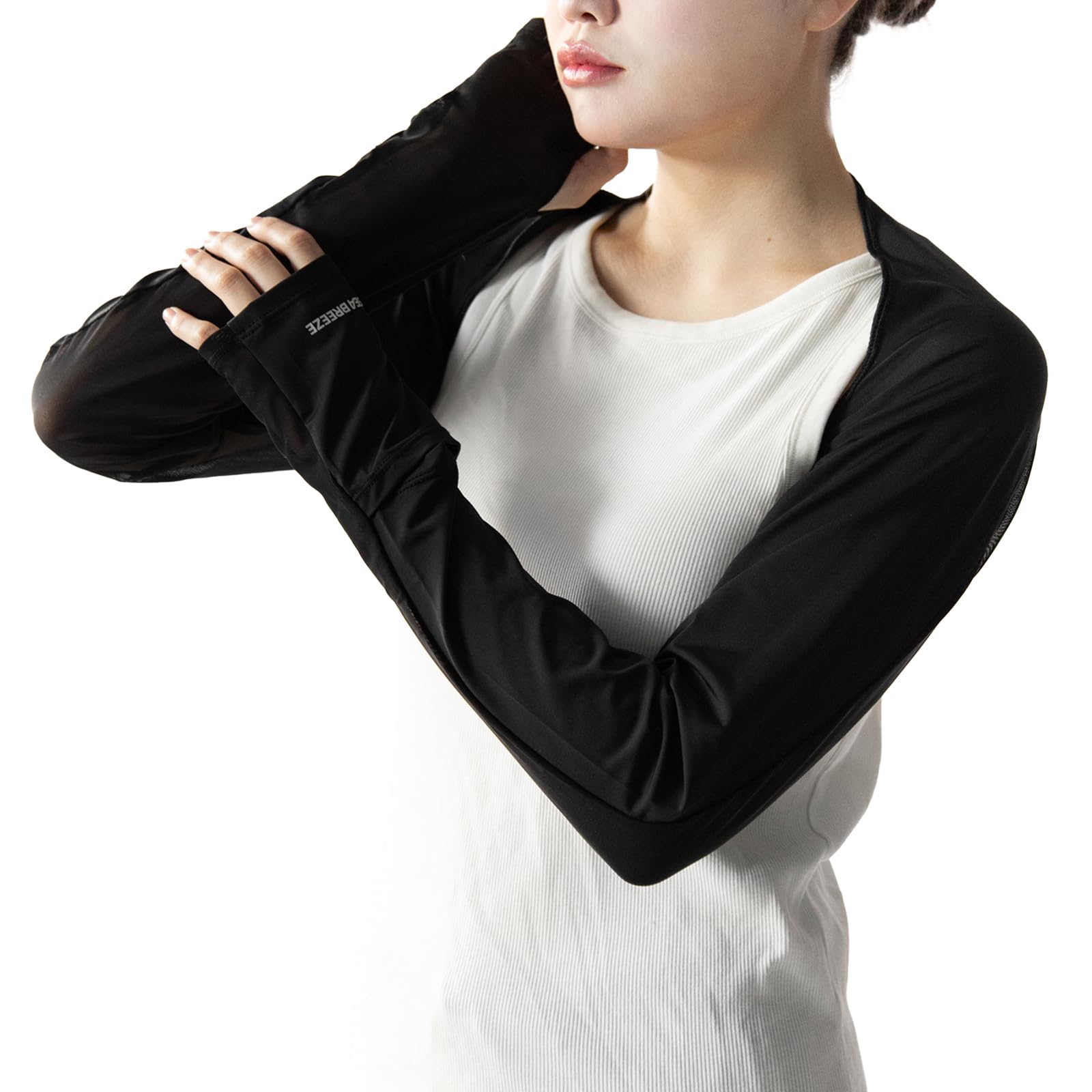 

Arm Covers Bolero Cool UV Protection Slit 1 Piece M Size Black [Seabreeze] Women s чёрный