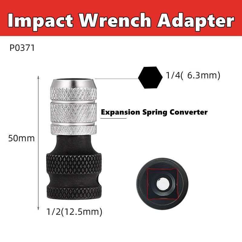 Quick Release 1/2-Inch Square Drive to 1/4-Inch Impact Hex Socket Adapter Converter Chuck Adaptor for Impact and Ratchet Wrench