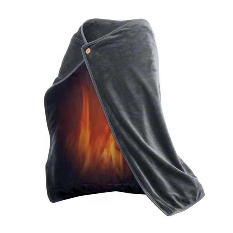 Flannel Heated Blanket Wrap Shawl Throw Wearable Electric Shawl with Buttons 3 Heating Settings Washable for Adult Kids 1