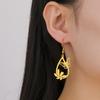 Teamer Butterfly and Flower Waterdrop Pendant Earrings Women Girls Stainless Steel Gold Color Hoop Earring Bohemian Jewelry Gift