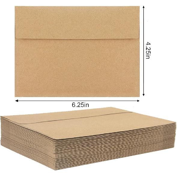 50 Pack Kraft Envelopes,A4 Invitation Envelopes,4x6 Envelopes for Invitations,Envelopes,Wedding, Baby Shower,Brown Kraft Envelopes for Personalize