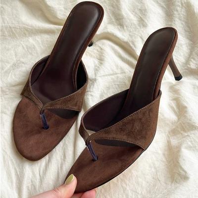Summer Women Clip Toe High Heel Slippers Fashion Dress Slide Ladies Outdoor Evening Party Sandalias