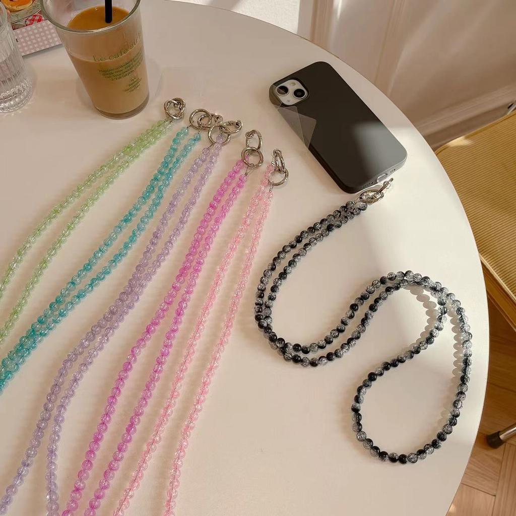 Phone Lanyard 120cm Beaded Cell Phone Chain Crossbody Strap Anti-Theft with Tether Tab