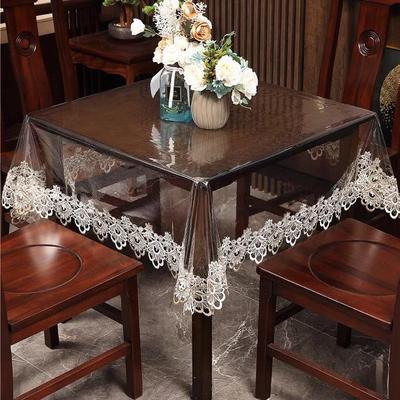 PVC Lace Waterproof Oilproof Transparent Tablecloth: Washable and Decorative Household Soft Glass Cover