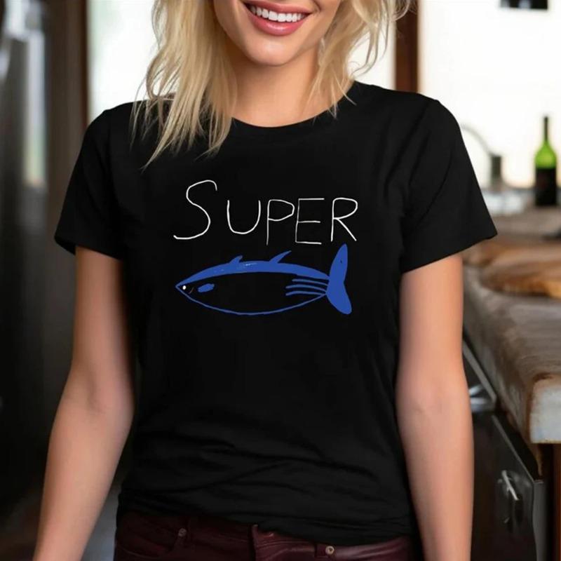 Tuna T-Shirt Super Tuna Gold Shirt Gold Kpop T-Shirt Fish Pattern T-Shirt Tops Daily Wear Harajuku Women's Clothing