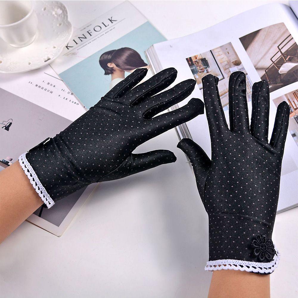 Elastic Spandex Summer Breathable Anti-skid Dots Gloves Women Gloves Sunscreen Driving Gloves
