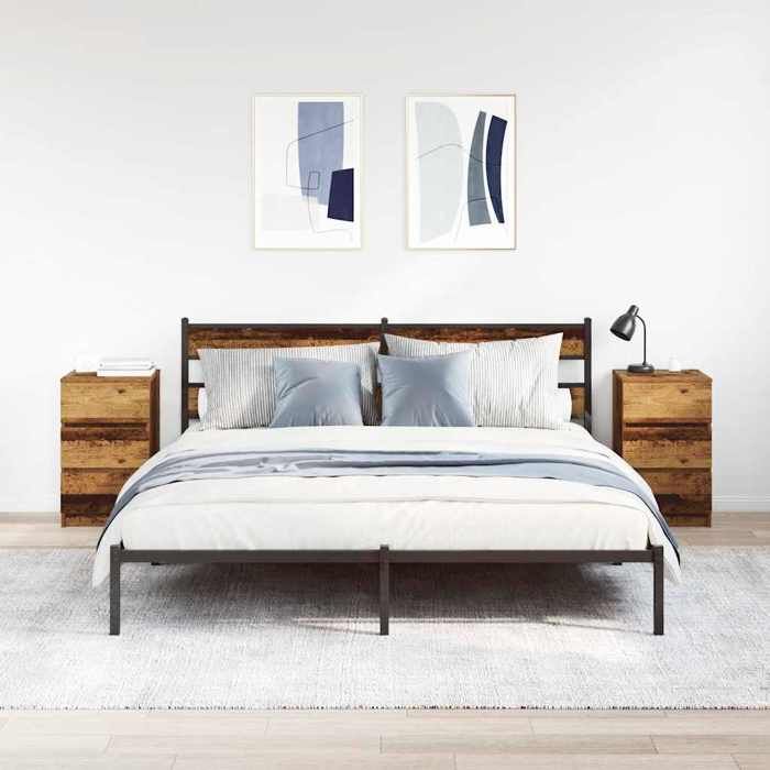 VidaXL Bedside Tables with 3 Drawers 2 Pcs Old Wood 39x35x65 Cm, Side Table, Bedside Cabinet, Accent Table for 861352