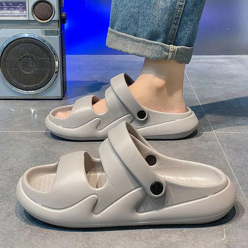 Fashion Anti-slip Slippers for Men Outdoor Beach Shoes Mascullino Fun 2025 Style Fashion Summer Sale Y2k Clappers Elegant Sandals Man