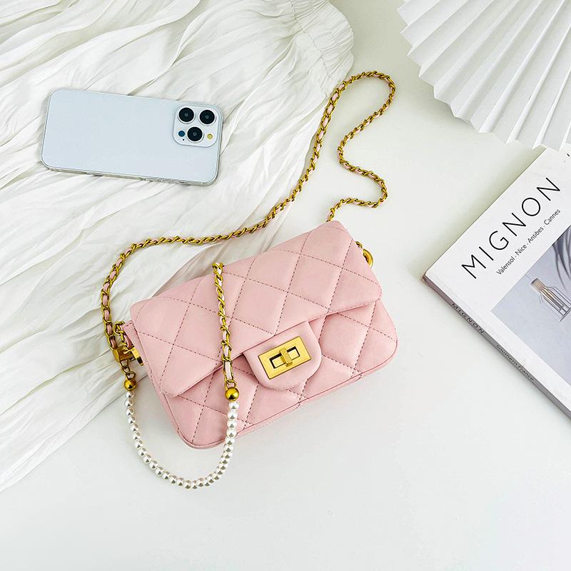 Diamond Embroidered Thread Small Bag for Women's Sweet New Summer Chain Crossbody Bag Fashionable and Versatile One Shoulder Small Square Bag