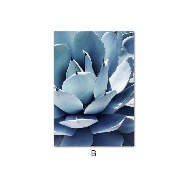 

Синие растения и цветы, картина одуванчик, настенная живопись на холсте, сочные растения, настенные панно для декора гостиной, плакаты 21*30cm