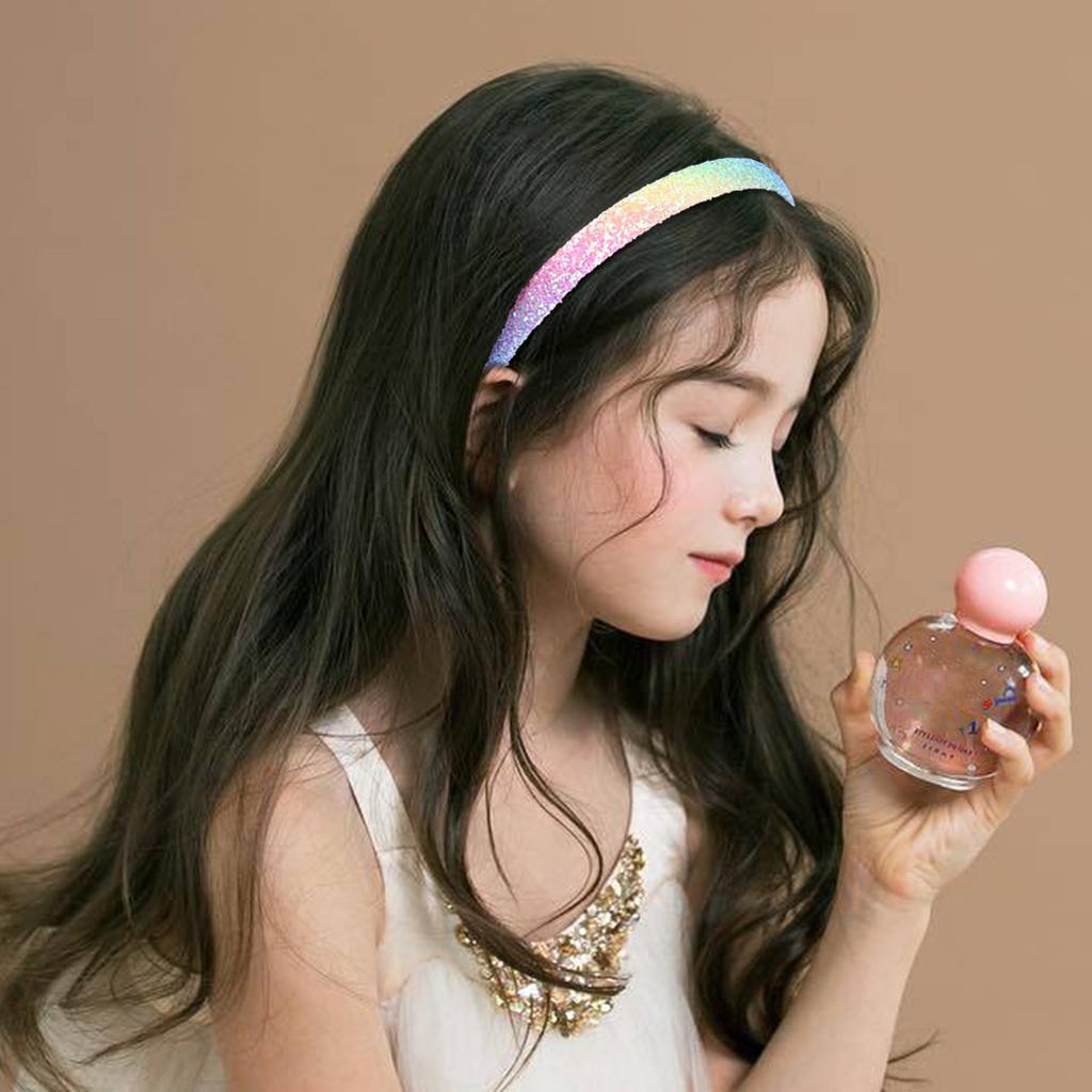 Glitter Rainbow Headbands Sweet Hairband Children Head Bands For Girls Sequin Printed Heart Mermaid Headband Kids Hair Piece