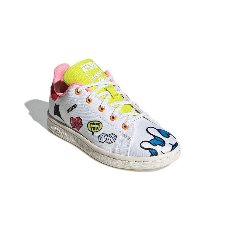 Adidas Aaron Kai X Stan Smith Primeblue Little Kid Doodles Kids Sneakers White Cloud-White Vivid-Green FY2687