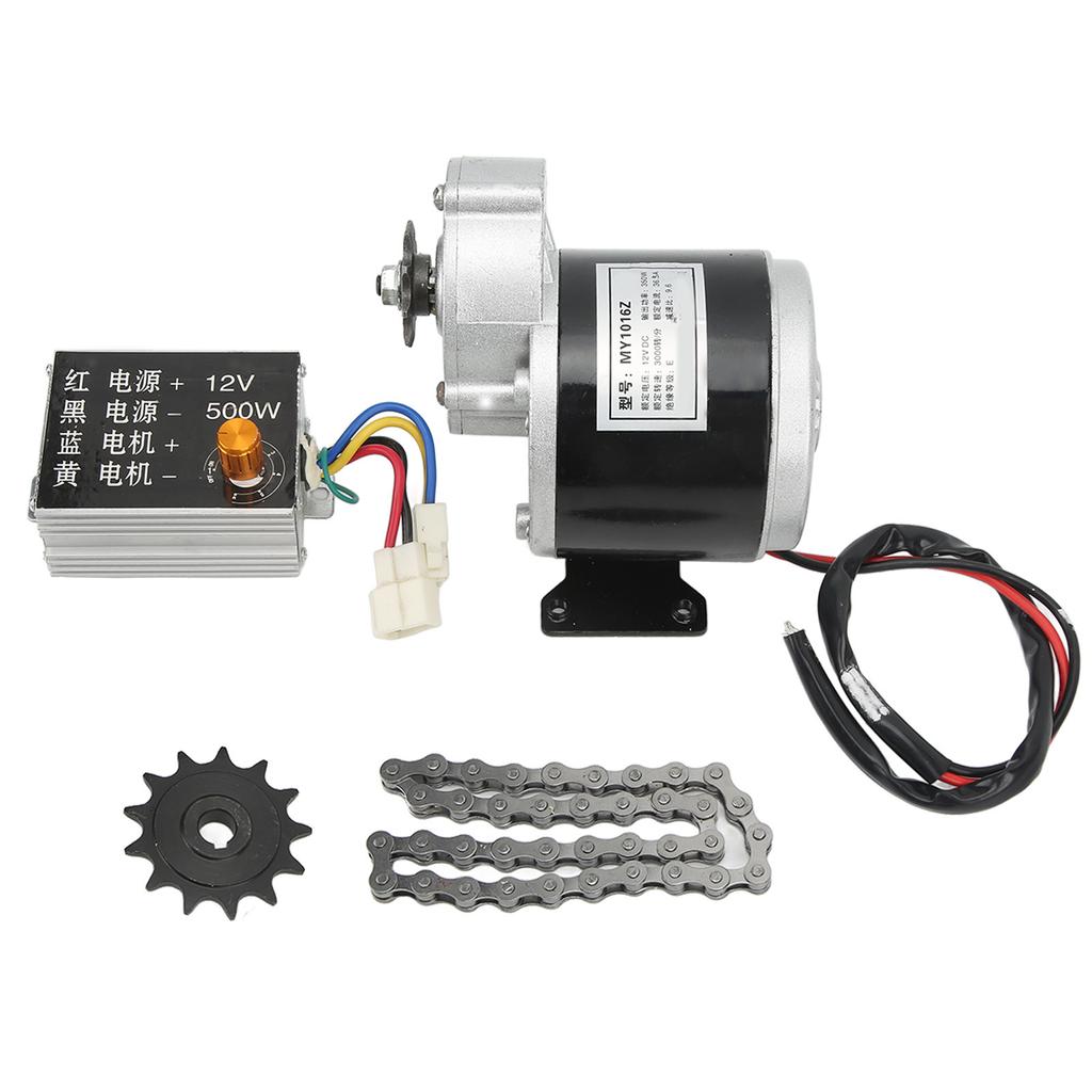 12V 350W Getriebemotor 12V 500W Bürstenregler 13Z Ritzel 38 Glieder Kettensatz für Elektrofahrräder Dreiräder