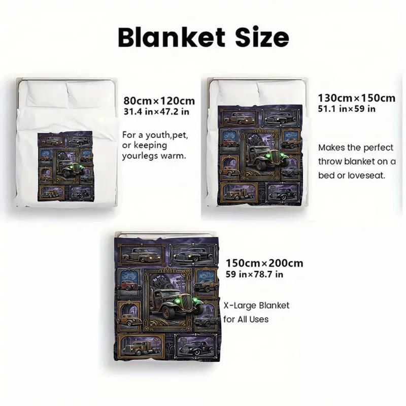 Steampunk Truck Gallery 2D Flat Pattern Flannel Blanket, High Quality All Seasons, Home Decor, Warmth and Comfort, Perfect for Christmas Gifts.