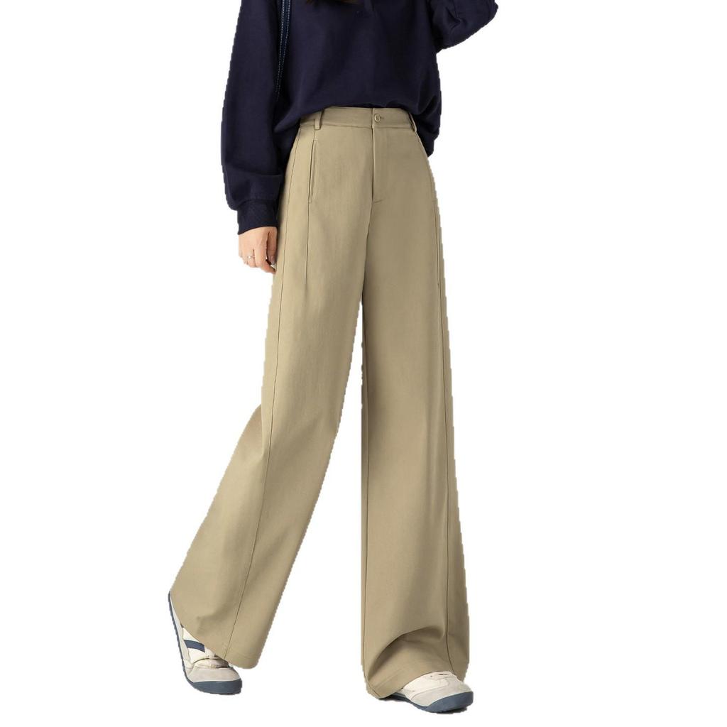 Zhengzhou Women's Curved Blade Wide-Leg Pants - Loose, Versatile Spring Fashion Pear Shape Trousers.