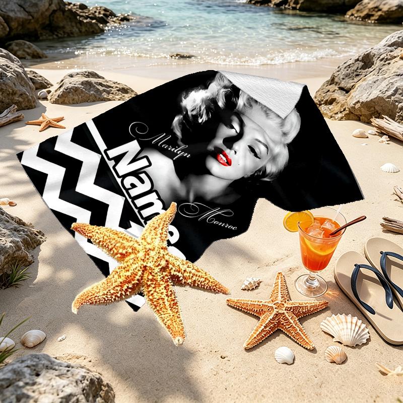 Custom Name Personalized Singer Print Beach Towel, for Trip Camping Beach Party Home Decor, Birthday Gift for Family & Friends
