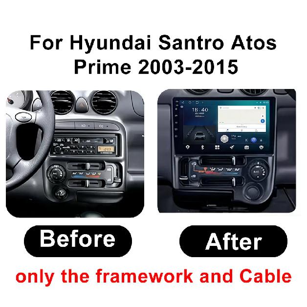 ABS Car Multimedia Player Fascia for Hyundai Santro Atos Prime 2003 2004 2005 2006 2007-2015 9 Inch Android 2DIN Car Panel Frame