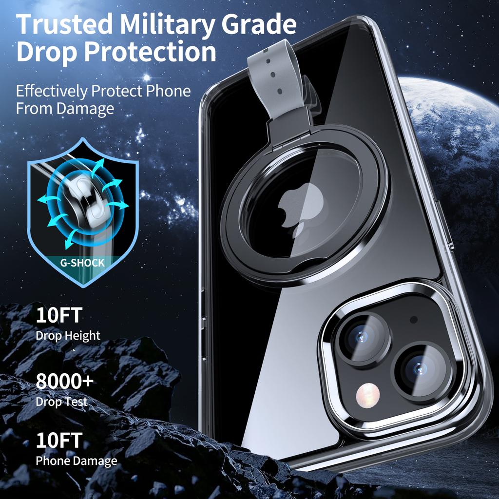 For iPhone 14 Case Compatible with MagSafe Hard PC Clear Phone Cover Ring Holder