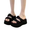 Premium muffin platform slippers women's summer wear 2025 new small height increase with skirt beach slippers