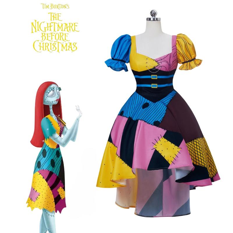 Christmas Nightmare Cosplay Costume Sally Skellington Anime Outfit For Halloween
