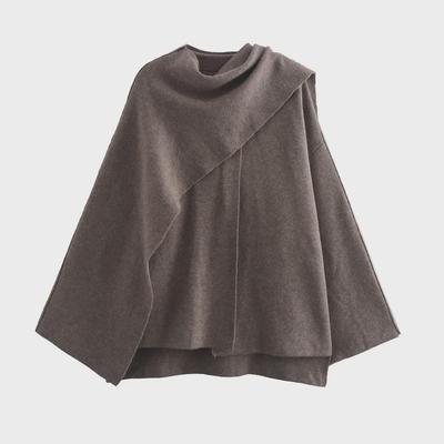 Asymmetrische Strickschaljacke für Damen – Herbst/Winter 2024, europäischer und amerikanischer Stil