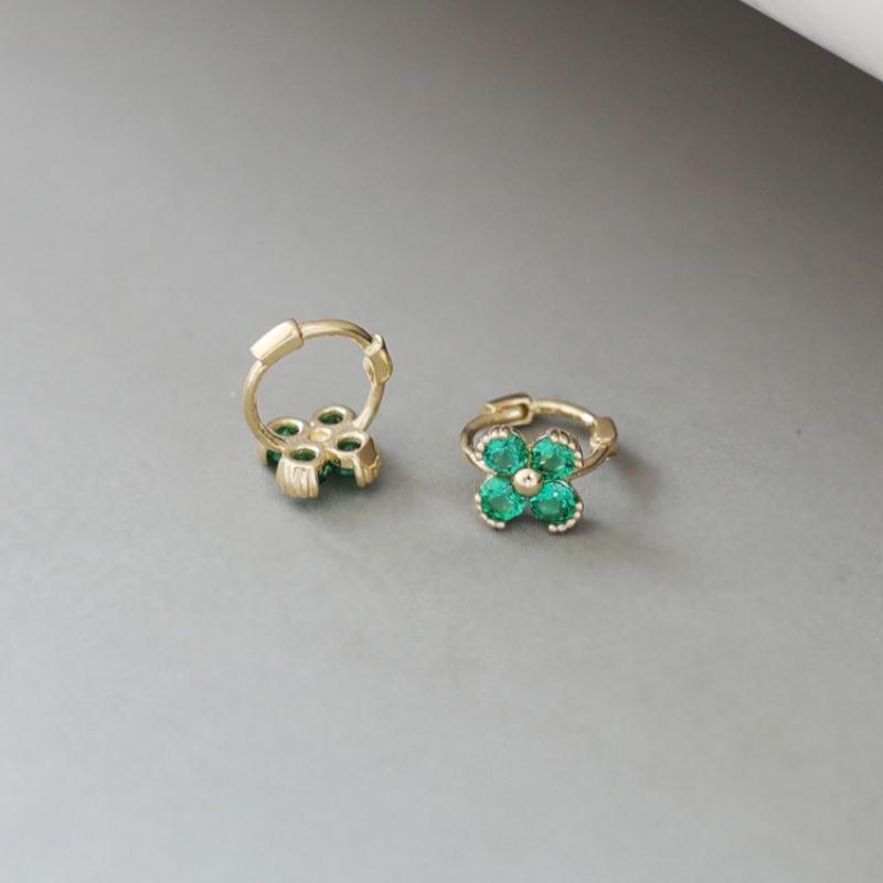 

925 Sterling Silver Plated 18K Gold Earrings Temperament Simple Inlaid Zircon Flower Earrings Sweet Jewelry Gift Gold