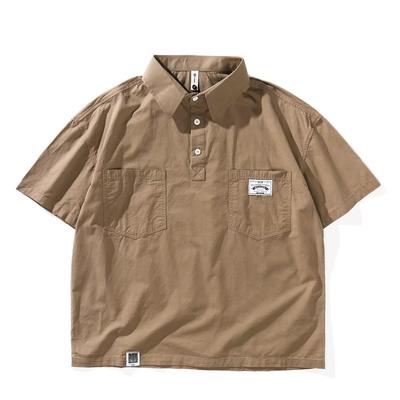 Camisa Polo de Manga Curta Para Homens na Primavera e Verão Camisa de Trabalho Retro Japonês Gola Lapela Design de Manga Meia Mão Camiseta Camisa Bonita