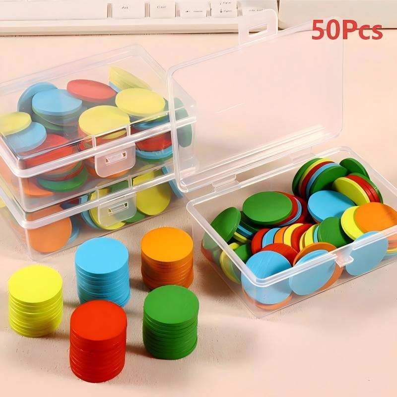 50Pcs Round Plastic Math Counters Colored Counting Chip Kids Early Math Learning Toy Kindergarten Preschool Math Learning