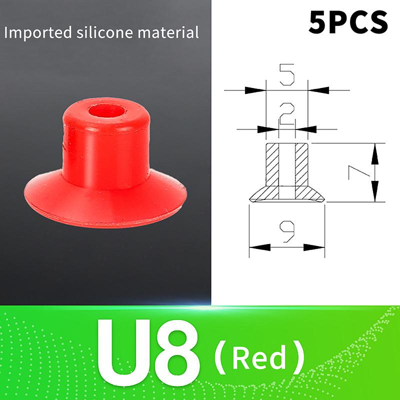 5Pcs Mechanical Hand Vacuum Suction Cup Red Corrugated U8 U15 B5/8/10/15 Industrial Pneumatic Accessories