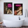 Funny Bathroom Altered Art Canvas Painting Toilet Humor Wall Art Poster Surreal American Gothic Bathroom Prints Vintage Decor