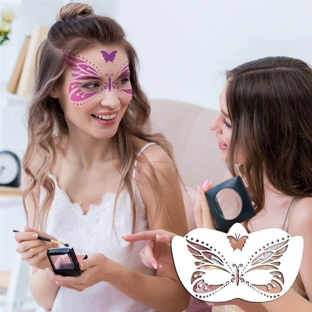 8Pcs Face Tattoo Face Painting Stencils Hollowed DIY Makeup Tools Face Paint Templates Adults Kids
