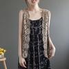Summer Women Lace Vest Loose Cut-out Cardigan Vest Bohemian Style Cotton Woven Open Front Vest Thin Outwear