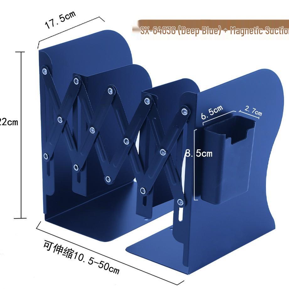 Magnetic Retractable Book Stand with Pen Holder - Desktop Bookcase Divider and Folding Fixer.