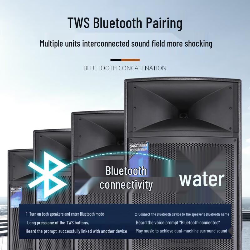 SAST ST-1507 Dual 15-inch Outdoor Trolley Speaker with Dual Microphones