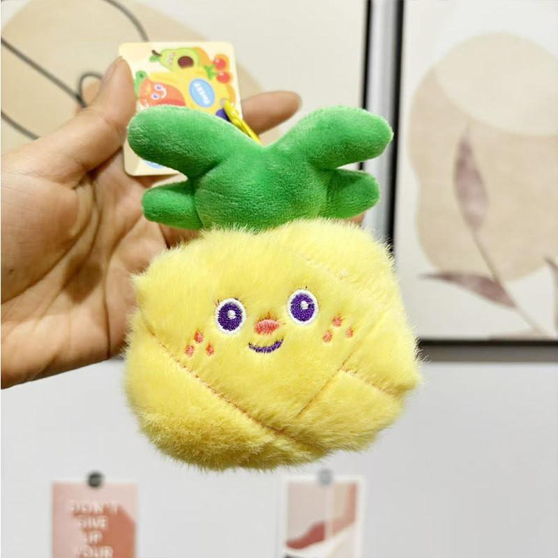 Collectible Plush Fruit Keychains Featuring Charming Characters Like Strawberry Cherry And Eggplant