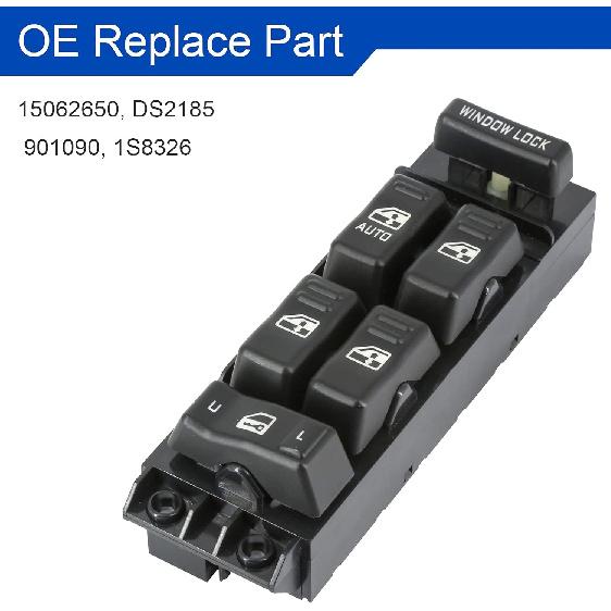 Power Window Switch Master Control Driver Side Compatible For 2000 2001 2002 Chevy Silverado Tahoe Suburban & GMC Yukon XL Sierra 1500HD 2500HD 3500,