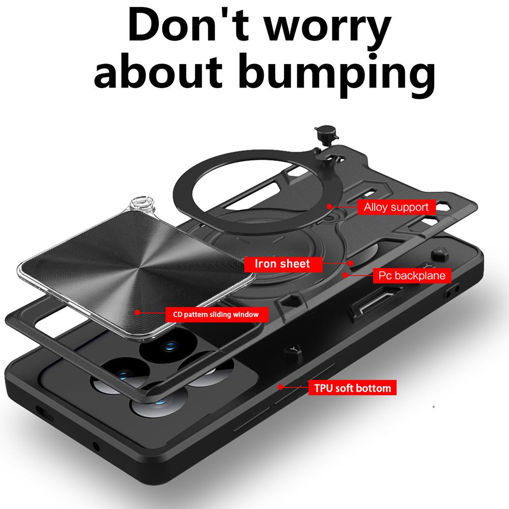 Slide Lens Cover for Xiaomi Redmi Note 15 / 15 Pro Plus 5G Case Magnetic Ring Holder Protection Phone Cover Capa