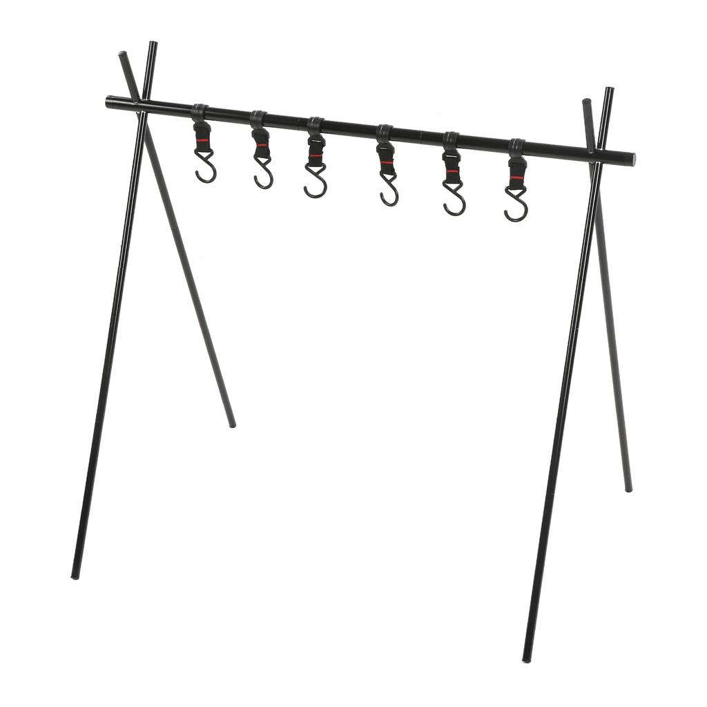 Camping Hanging Rack 6kg Load Bearing Aluminum Alloy Hanging Rack Portable Cookware Hanging Rack Camping with 6 Hook