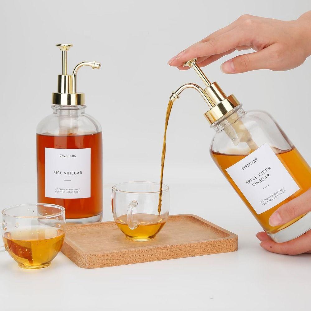 Precise Dispensing Syrup Bottle Clear Glass Hand Soap Dispenser 16 Oz Coffee Syrup Dispenser Home