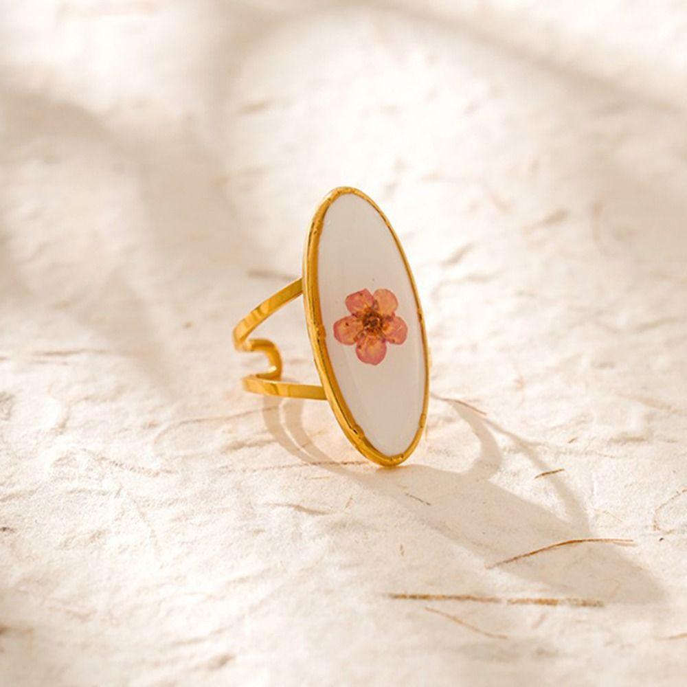 Geometric Summer Transparent Ring Stainless Steel Open Ring Retro Eternal Flower Ring  Couple